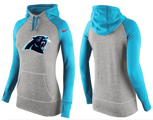 Women's Nike Carolina Panthers Performance Hoodie Grey & Light Blue_2 - Click Image to Close